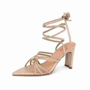 Gold High Heel Mules with Intricate Design